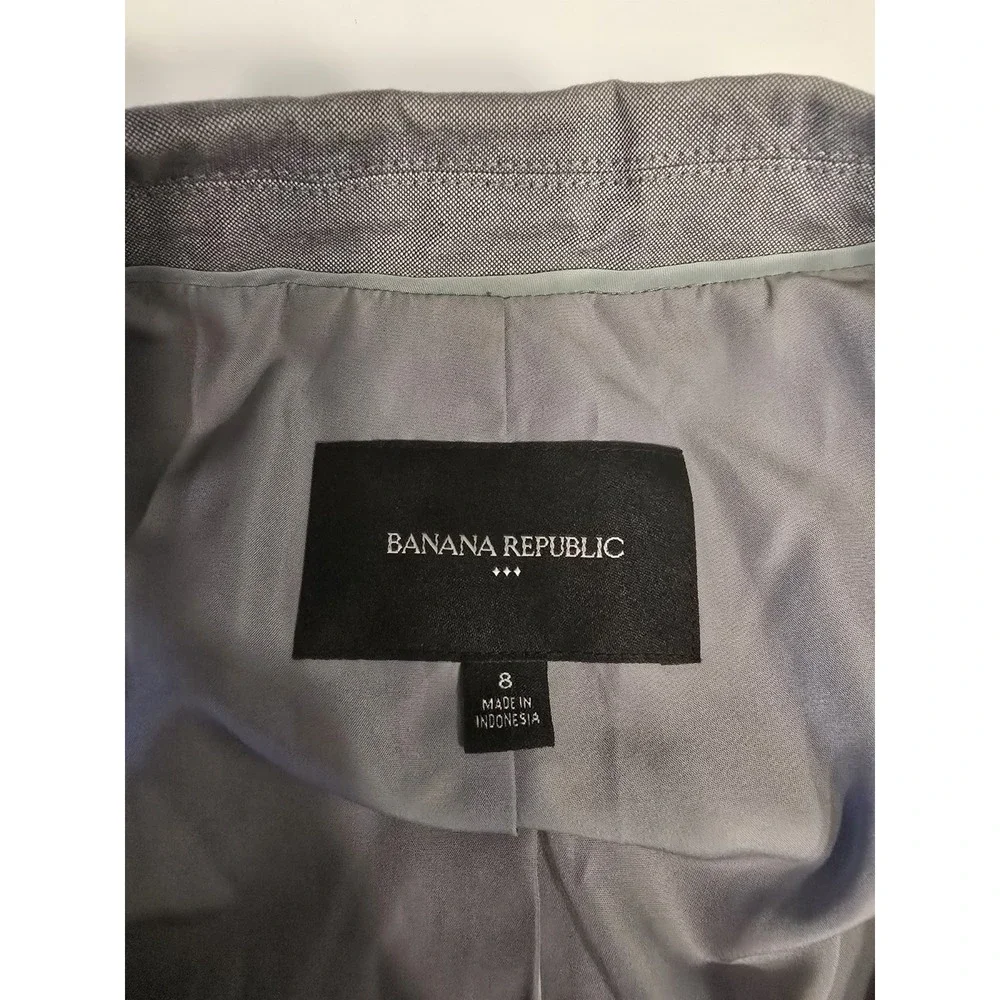 BANANA REPUBLIC Womens Gray One‎ Button Blazer Size 8 Shoulder Pads